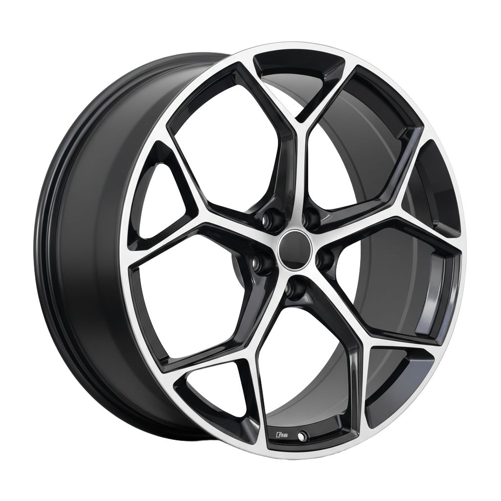 AU16 18x8 5x112 +35 66.6 Black Machined Face