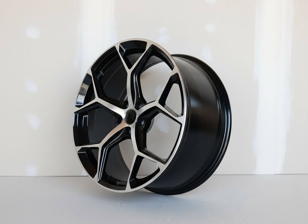 AU16 18x8 5x112 +35 66.6 Black Machined Face
