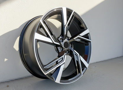 AU9 20x9 5x112 +35 66.6 Black Machined Face