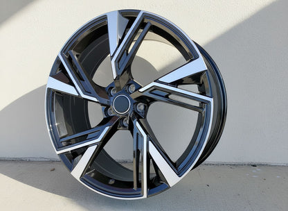 AU9 19x8.5 5x112 +32 66.6 Black Machined Face
