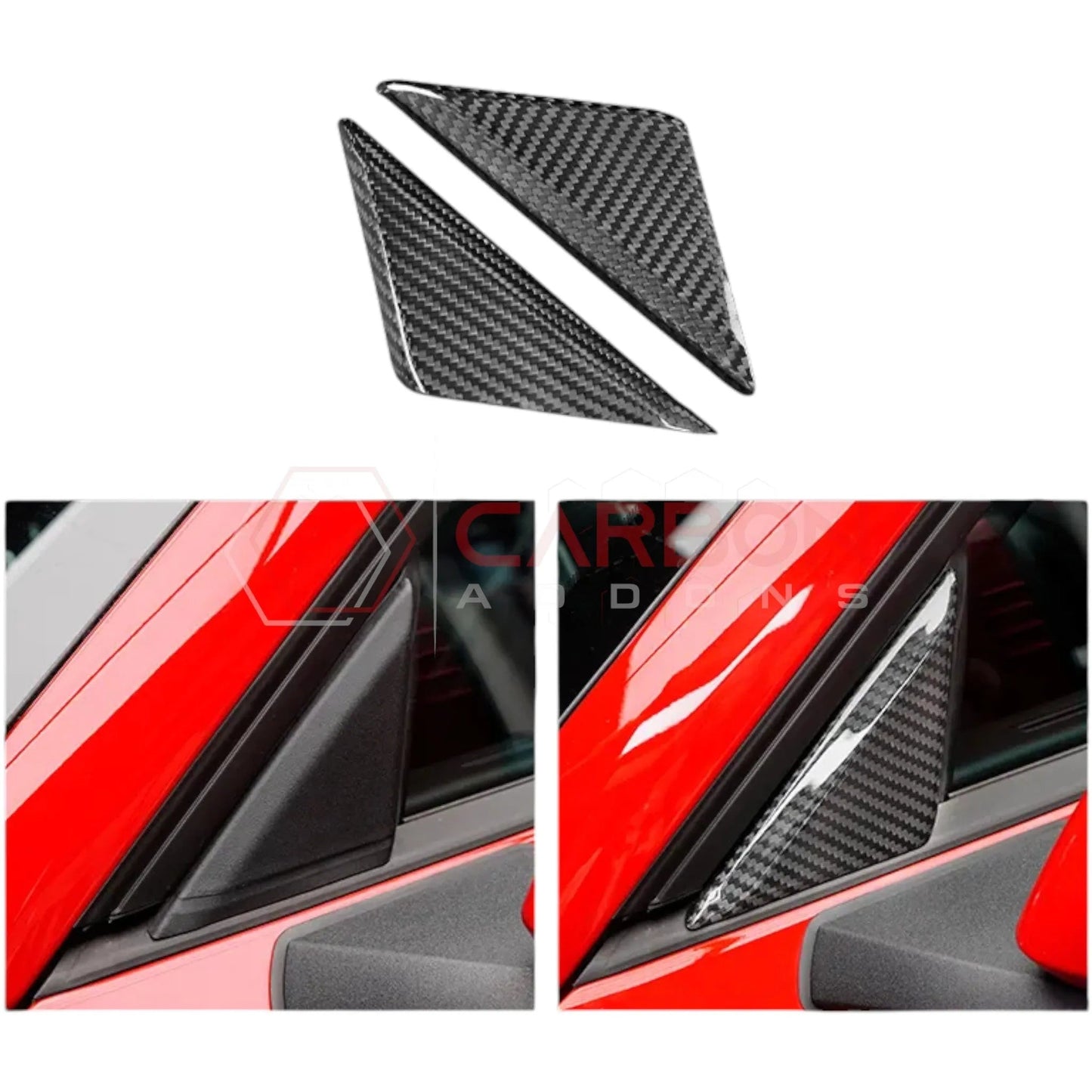 2024+ S650 Mustang Real Carbon Fiber A-Pillar Exterior Trim Cover