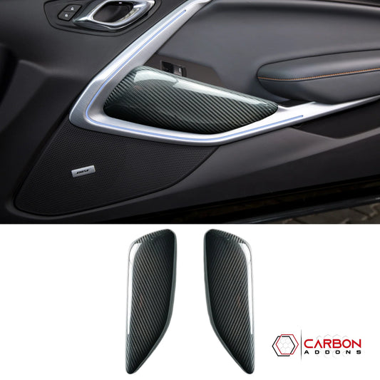 2016-2024 Chevrolet Camaro Real Carbon Fiber Door Panel Knee Pad Covers | SS, LT, LS, ZL1,