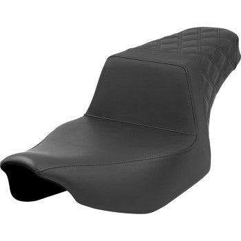 SADDLEMEN Step-Up Seat - Rear Lattice Stitch - Black - Extended Reach - Street Glide/Road Glide 823-07E-173