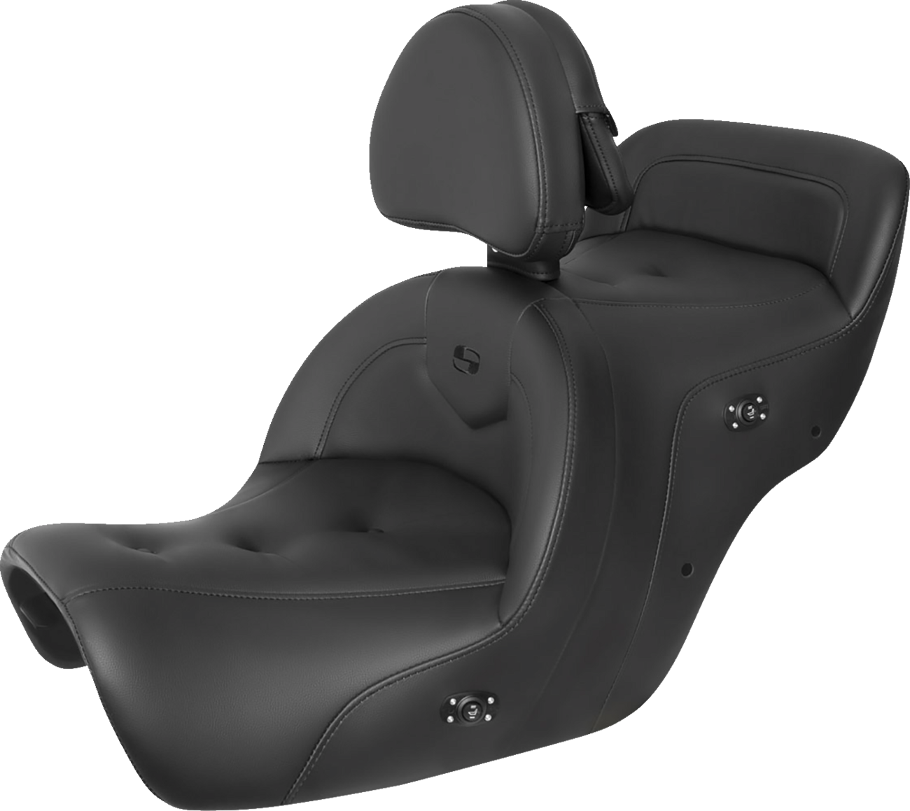 SADDLEMEN Seat - RoadSofa - with Backrest - Pillow Top - Black - Heated - GL1500 '88-'00 H88-07-181BRHCT