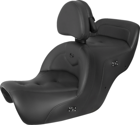 SADDLEMEN Seat - RoadSofa - with Backrest - Pillow Top - Black - Heated - GL1500 '88-'00 H88-07-181BRHCT