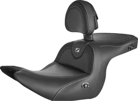 SADDLEMEN Roadsofa Carbon Fiber Heated Seat - Black - with Backrest - GL1800 '18-'23 H18-07-185BRHCT