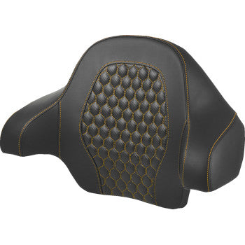 SADDLEMEN Tour Pack Backrest Pad - Honeycomb - Gold Stitching - FL '14-'24 814-07-15107