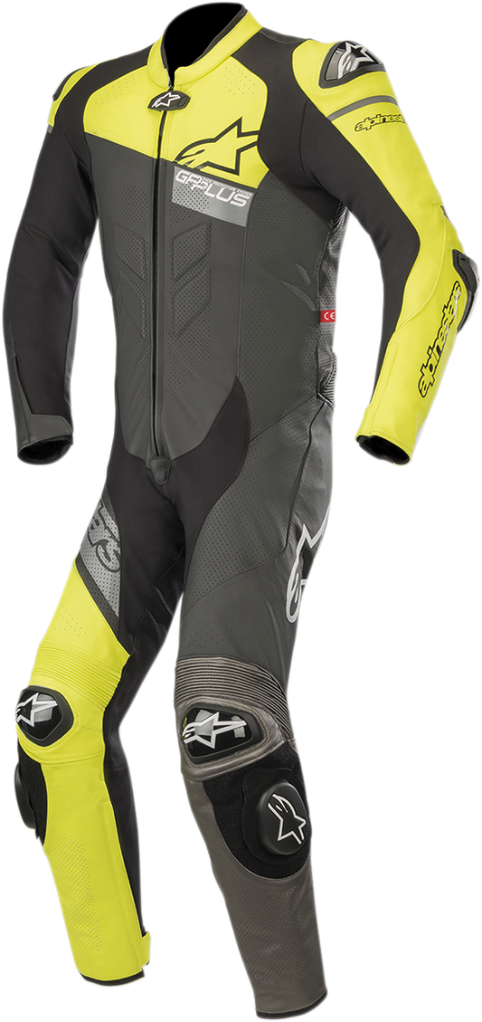ALPINESTARS GP Plus Venom 1-Piece Leather Suit - Black/Yellow Fluorescent/Gray - US 48 / EU 58 3150818-1511-58