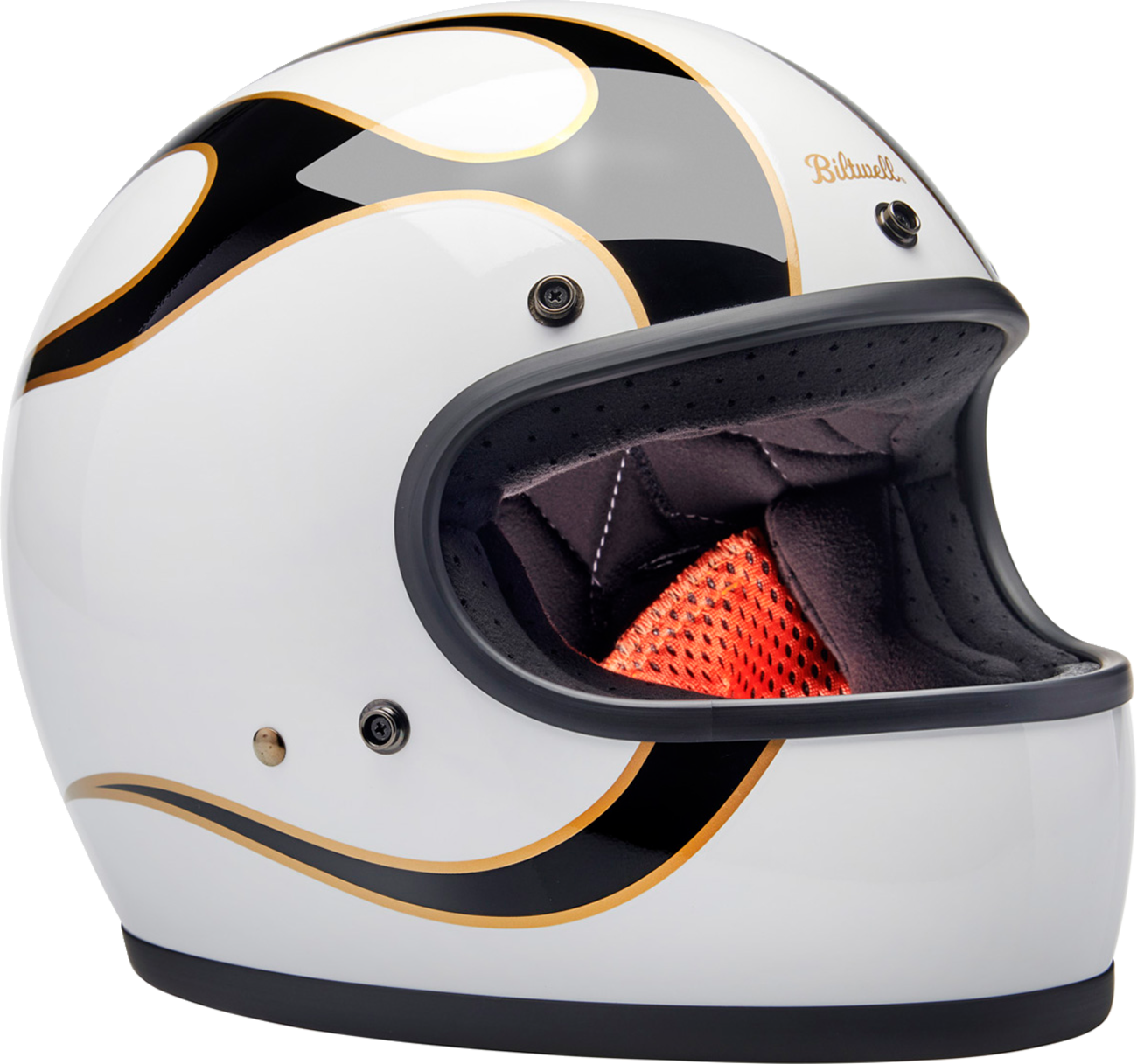 BILTWELL Gringo Helmet - Flames - White/Black - XS 1002-561-501