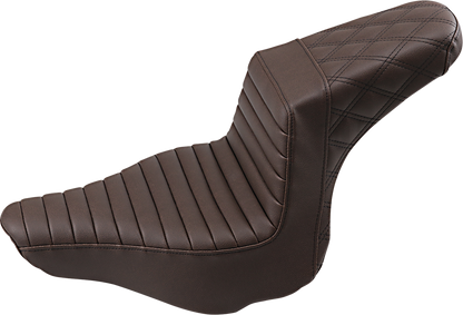SADDLEMEN Step-Up Seat - Front Tuck-n-Roll/Rear Lattice Stitch - Brown 813-27-176BR