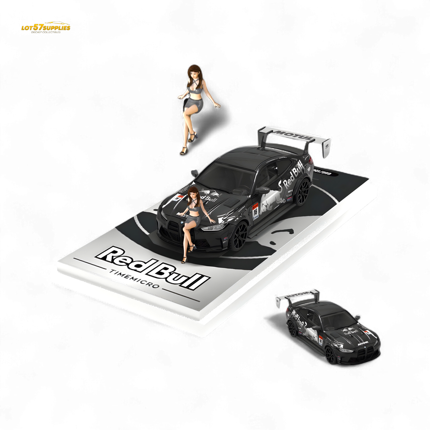 TimeMicro BMW M4 Modified Widebody Silver R e d B u l l - Figure Version 1:64