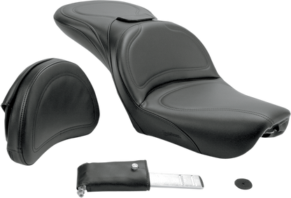 SADDLEMEN Seat - Explorer - With Backrest - Stitched - Black - FXDWG '04-'05 804-05-0301