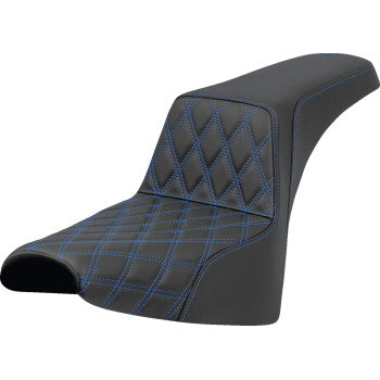 SADDLEMEN Step-Up Seat - Front Lattice Stitch - Blue Stitch - FXST/FXBB '18-'25 818-30-17201