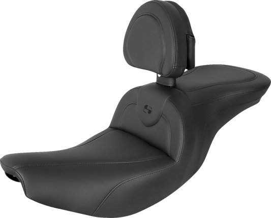 SADDLEMEN RoadSofa Seat - with Backrest - Black w/ Black Stitching - Indian '14-'23 I14-07-187BR