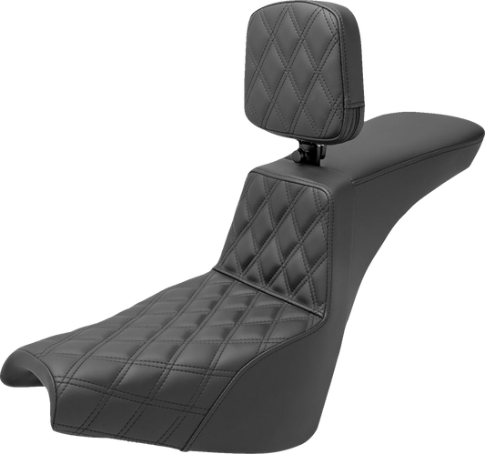 SADDLEMEN Tour Step Up Seat - Rider Backrest - Front Lattice Stitch - FXBB/FXST '18-'22 818-30-192BR