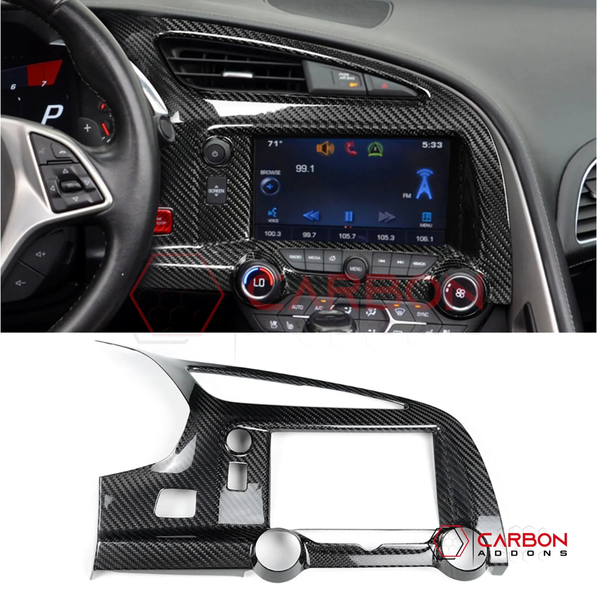 C7 Corvette 2014-2019 Carbon Fiber Multimedia Dash Trim Cover