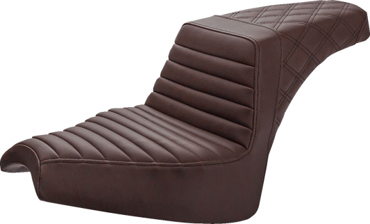 SADDLEMEN Step Up Seat - Front Tuck-n'-Roll/Rear Lattice - Brown - Chief I21-04-176BR