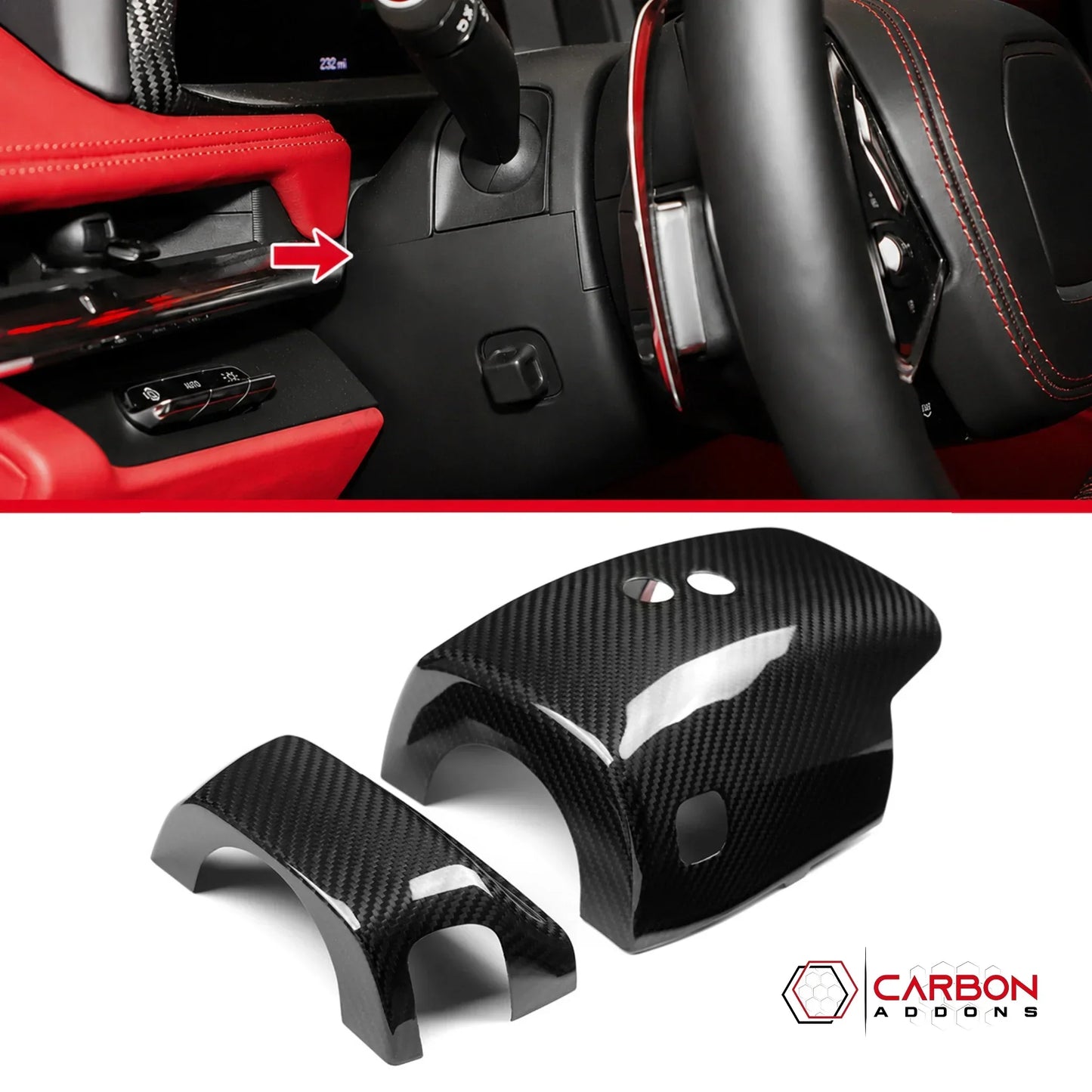C8 Corvette Real Carbon Fiber Steering Column Trim Cover | Interior Upgrade (2020-2027)