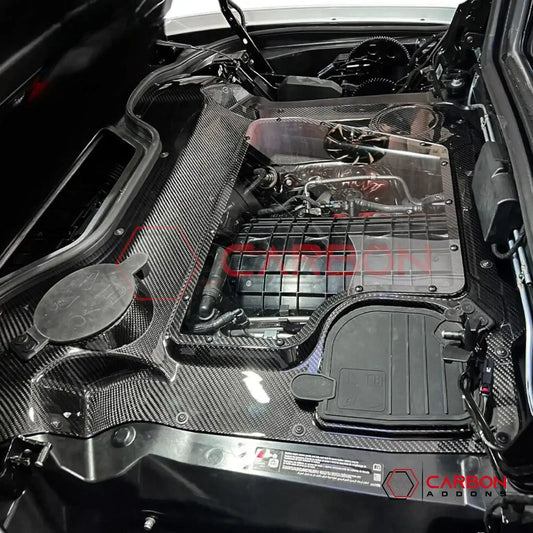 C8 Corvette Convertible (HTC) Carbon Fiber Engine Bay Cover w/ Glass Window | Direct Replacement (2020–2026)