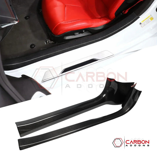 C8 Corvette Real Carbon Fiber Inner Door Sill Panel Covers | Interior Overlay (2020–2026)