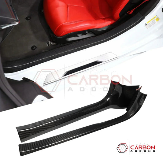 C8 Corvette Real Carbon Fiber Inner Door Sill Panel Covers | Interior Overlay (2020–2026)