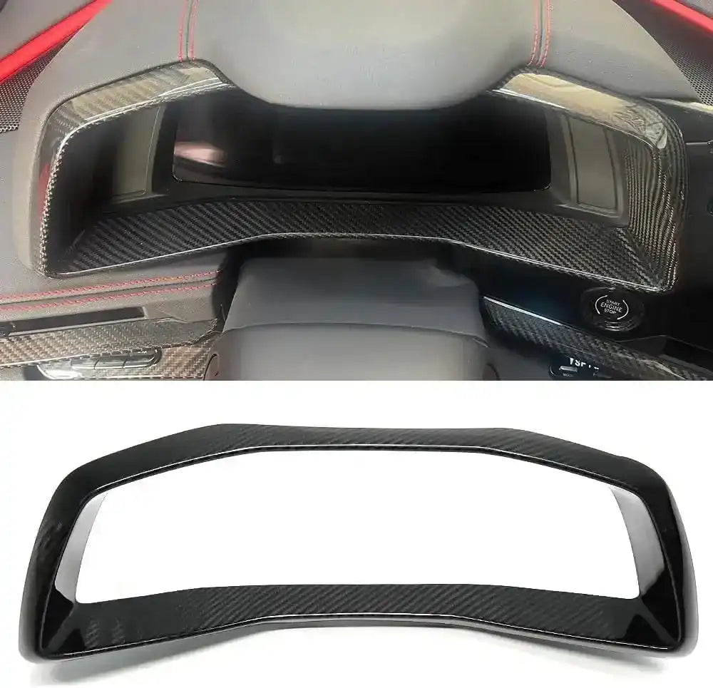 C8 Corvette Real Carbon Fiber Gauge Cluster Trim Cover | Interior Overlay (2020–2025)