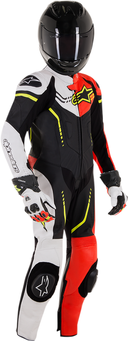 ALPINESTARS Youth GP Plus 1-Piece Leather Suit - Black/White/Red Fluorescent/Yellow Fluorescent - US 28 / EU 150 31405181236150