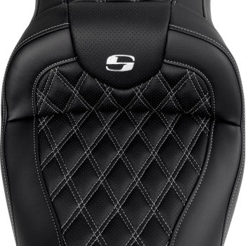 SADDLEMEN Roadsofa™ Seat - with Backrest - Silver Stitch - FL '08-'23 A808-07R-182SIL