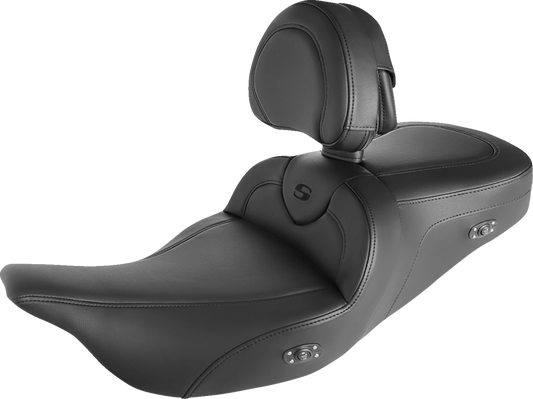 SADDLEMEN Roadsofa Standard Reach Heated Seat - With Backrest - Black/Black Stitching 808-07B-187BRHC