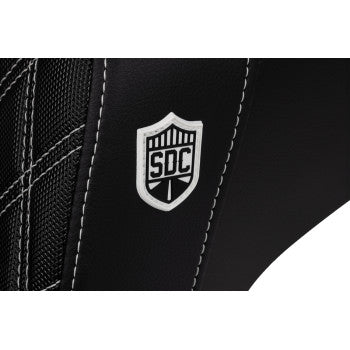 SADDLEMEN Pro Series SDC Performance Seat - Carbon Fiber/Lumbar Gripper - White Stitch - Dyna '06-'17 SC80604WHI