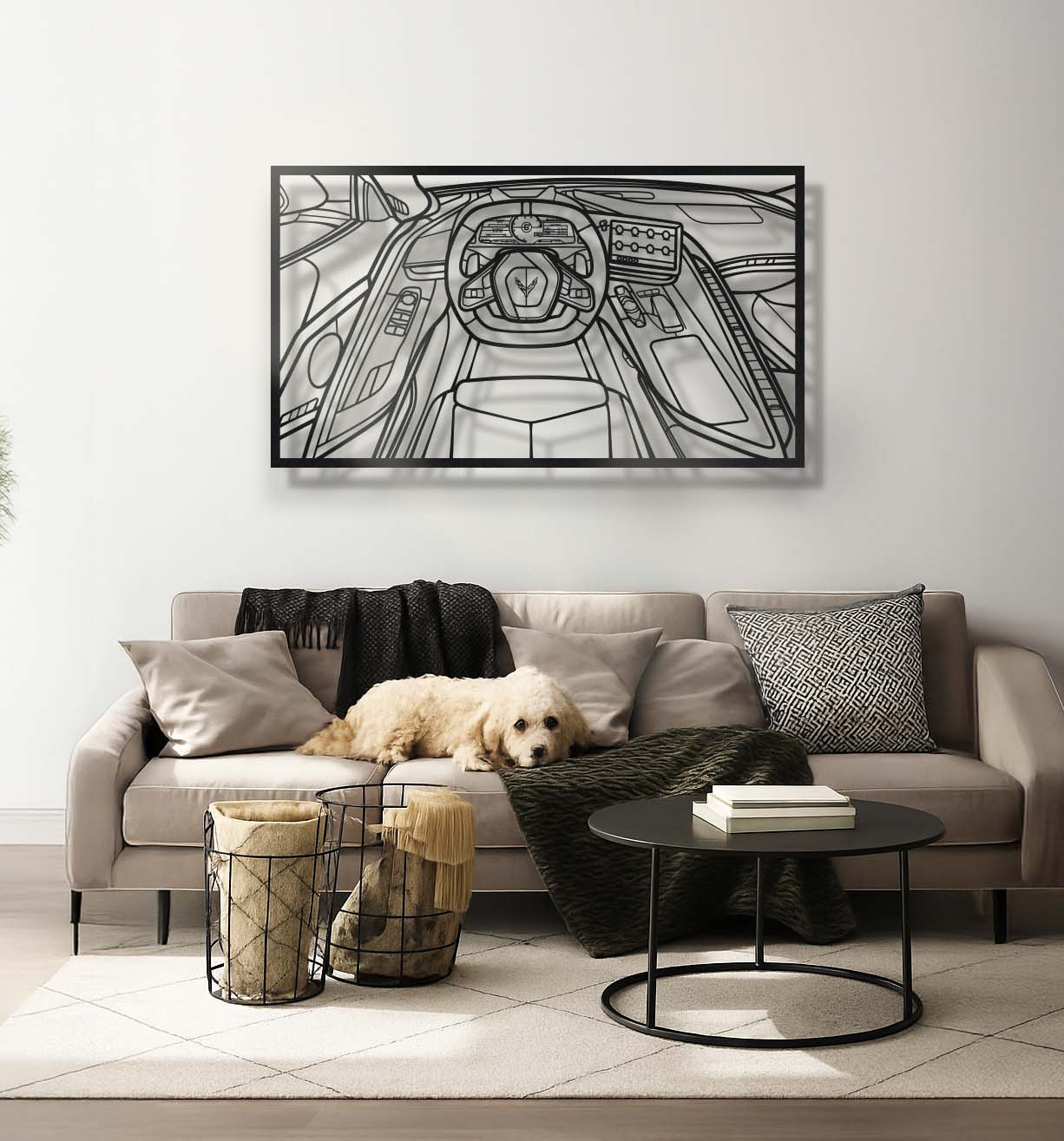 Corvette C8 Driver's Cockpit Metal Frame Wall Art - MT1467