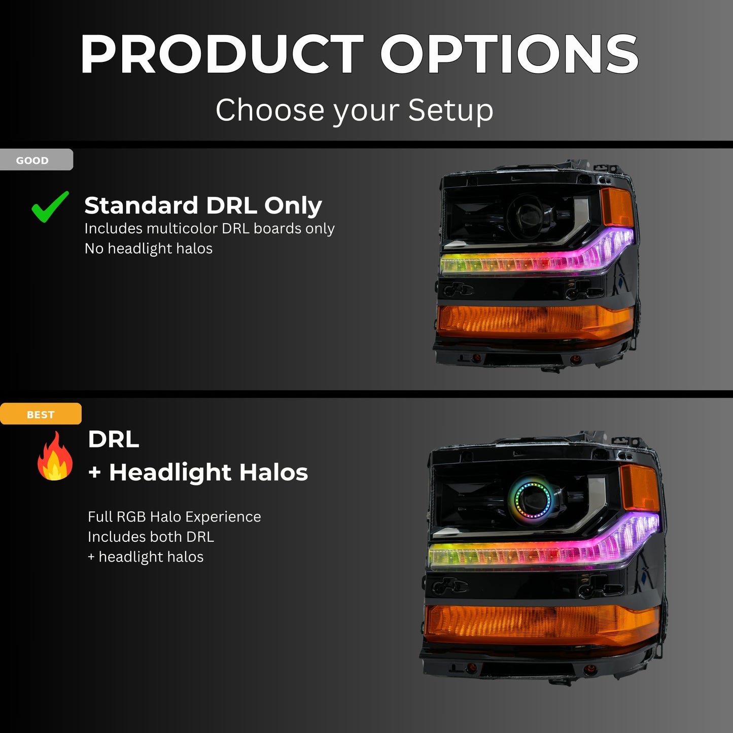 Chevrolet Silverado Multicolor Flow Series DRL Boards (2016-2018)