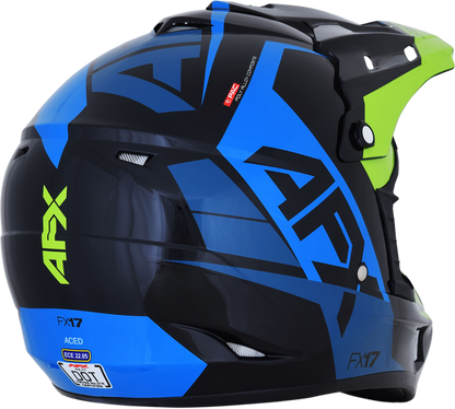AFX FX-17 Helmet - Aced - Blue/Lime - XL 0110-6502