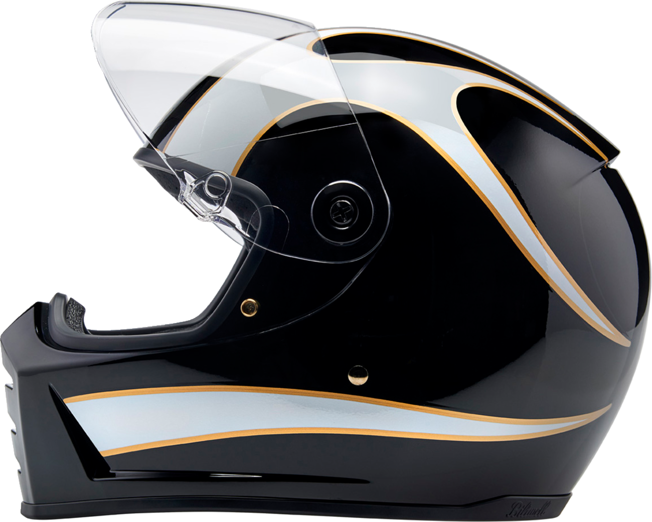 BILTWELL Lane Splitter Helmet - Gloss Black/White Flames - 2XL 1004-570-506