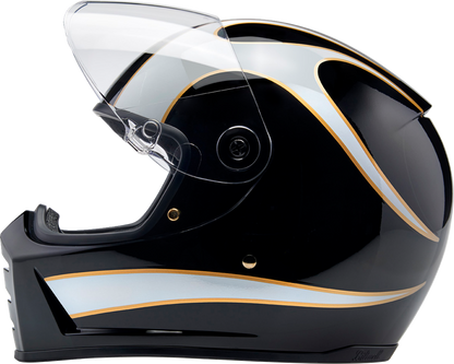 BILTWELL Lane Splitter Helmet - Gloss Black/White Flames - XL 1004-570-505