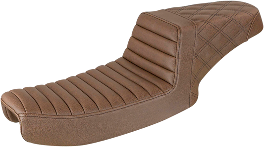 SADDLEMEN Step-Up Seat - Front Tuck-n-Roll/Rear Lattice Stitch - Brown 891-04-176BR