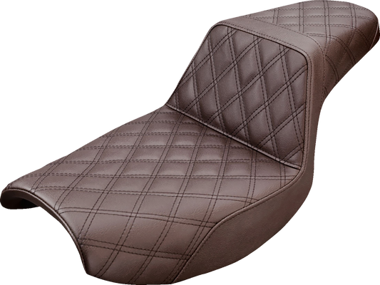 SADDLEMEN Step-Up Seat - Full Lattice Stitch - Brown - FXR 882-09-175BR
