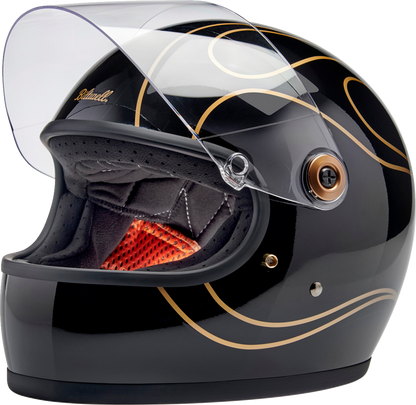 BILTWELL Gringo S Helmet - Gloss Black Flames - Medium 1003-567-503