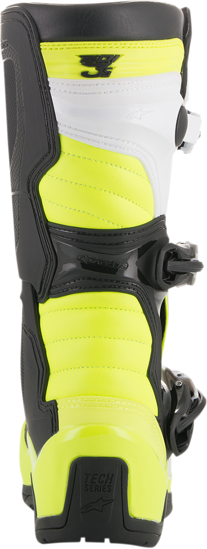 ALPINESTARS Tech 3S Boots - Black/White/Fluorescent Yellow - US 3 2014018-125-3