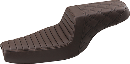 SADDLEMEN Step-Up Seat - Front Tuck-n-Roll/Rear Lattice Stitch - Brown 807-11-176BR