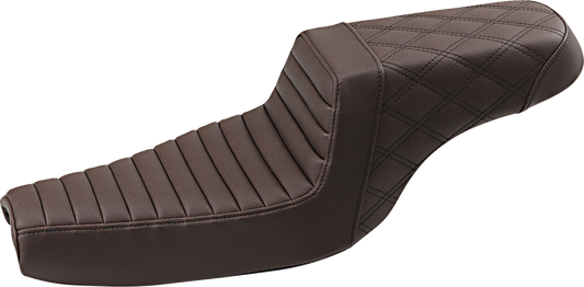 SADDLEMEN Step-Up Seat - Front Tuck-n-Roll/Rear Lattice Stitch - Brown 807-11-176BR