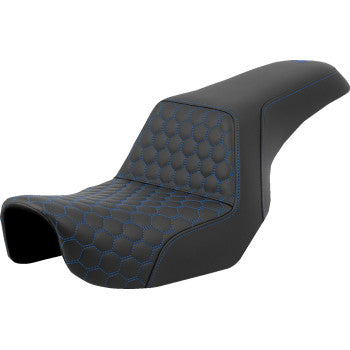 SADDLEMEN Step-Up Seat - Honeycomb - Blue Stitching - Dyna '06-'17 A806-04-177BLU