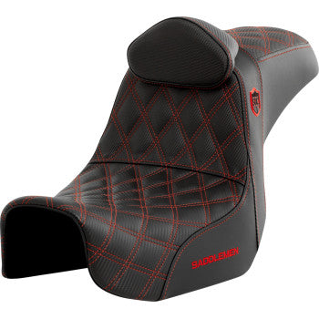SADDLEMEN Pro Series SDC Performance Seat - with Backrest - Red Stitch - Dyna '06-'17 SC80604REDRT