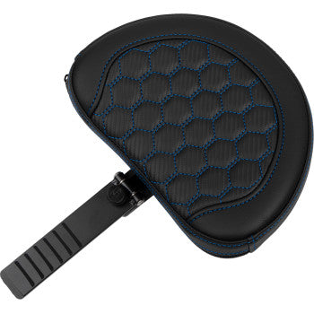 SADDLEMEN Roadsofa™ Extended Reach Seat - with Backrest - Honeycomb - Blue Stitch - FLTR/FLHX '23-'24 823-07-190B1