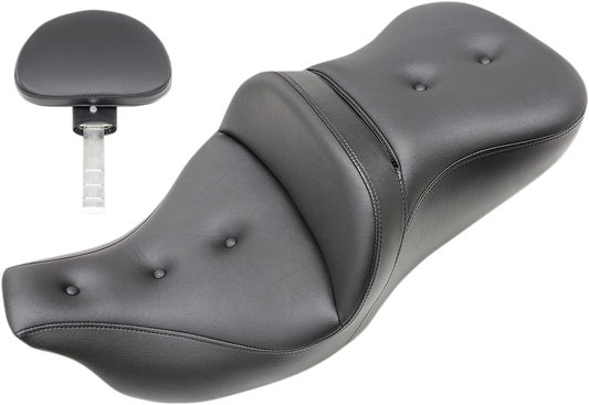 SADDLEMEN Roadsofa Seat - Pillow Top - with Backrest - Black - '09-'23 FLHTCUTG 808-07B-181TBR