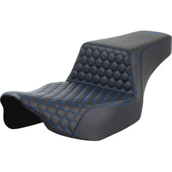 SADDLEMEN Step-Up Seat - Extended Reach - Front Honeycomb - Blue Stitch - FL '23-'24 823-07-17801