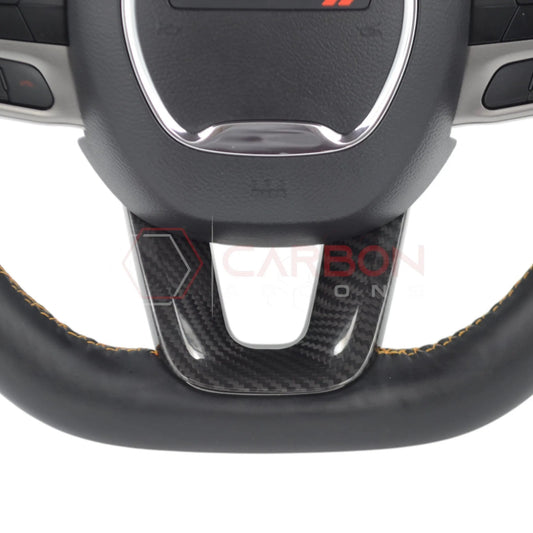 Dodge Charger Challenger Durango 2015+ Carbon Fiber Flat Bottom Lower Steering Wheel Trim Cover