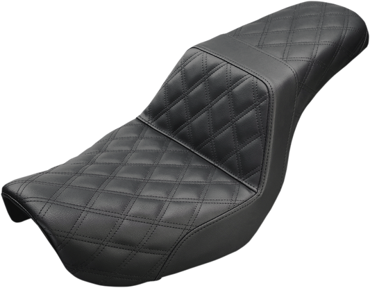 SADDLEMEN Step-Up Seat - Full Lattice Stitch - Black - Dyna 804-04-175