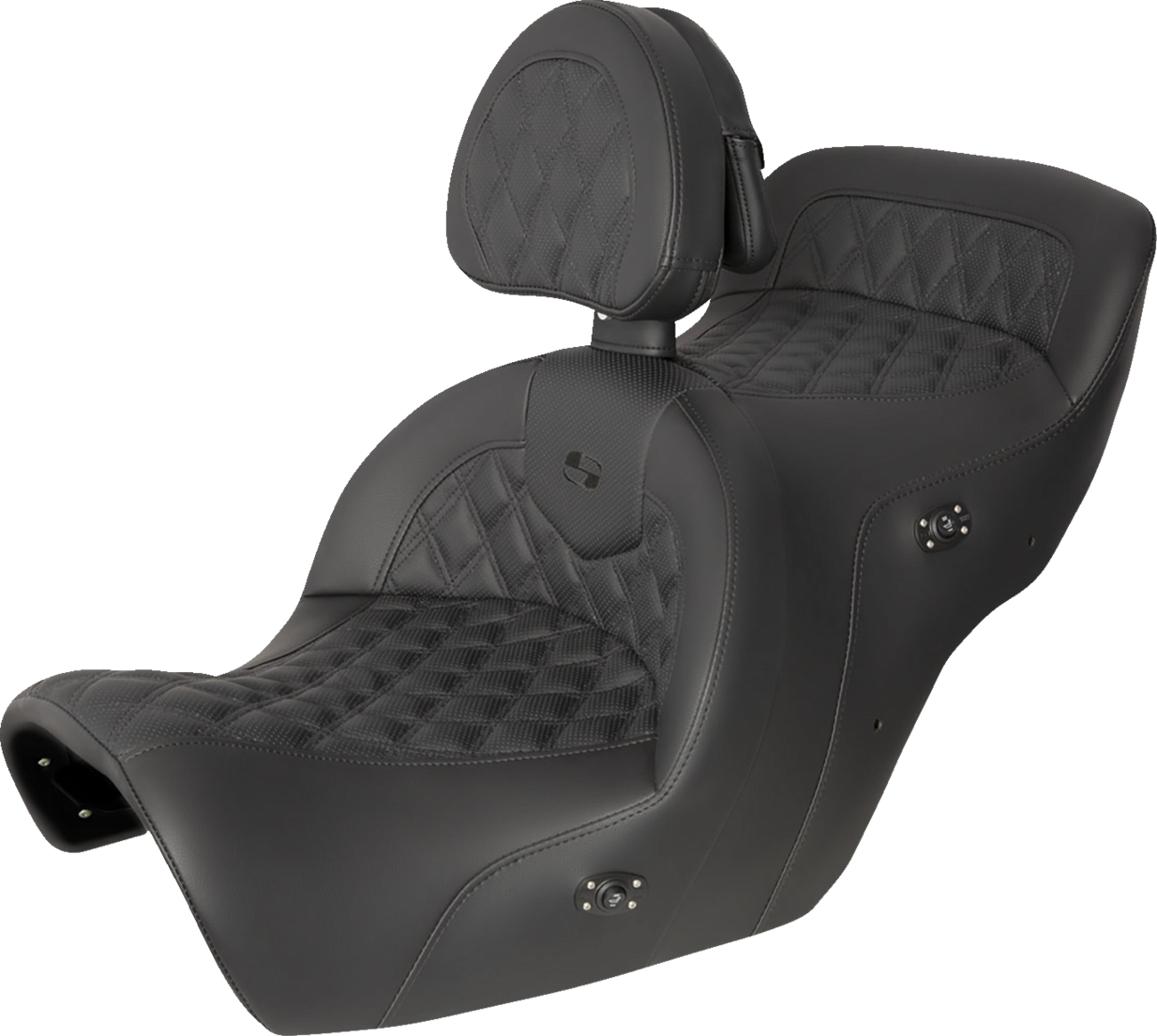 SADDLEMEN Seat - Roadsofa - with Backrest - Full Lattice Stitch - Black - Heated - GL1500 '88-'00 H88-07-182BRHCT