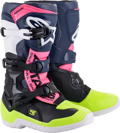ALPINESTARS Tech 3S Boots - Black/Blue/Pink/White/Yellow - US 6 2014018-1176-6